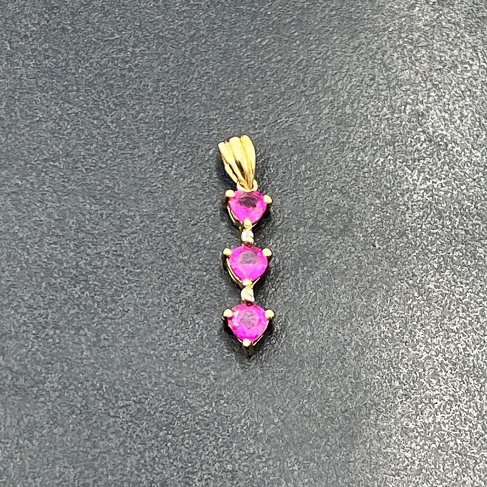 STS Chuck Clemency 10k .70 grams Pink Spinel Diamond Heart Accent Pendant